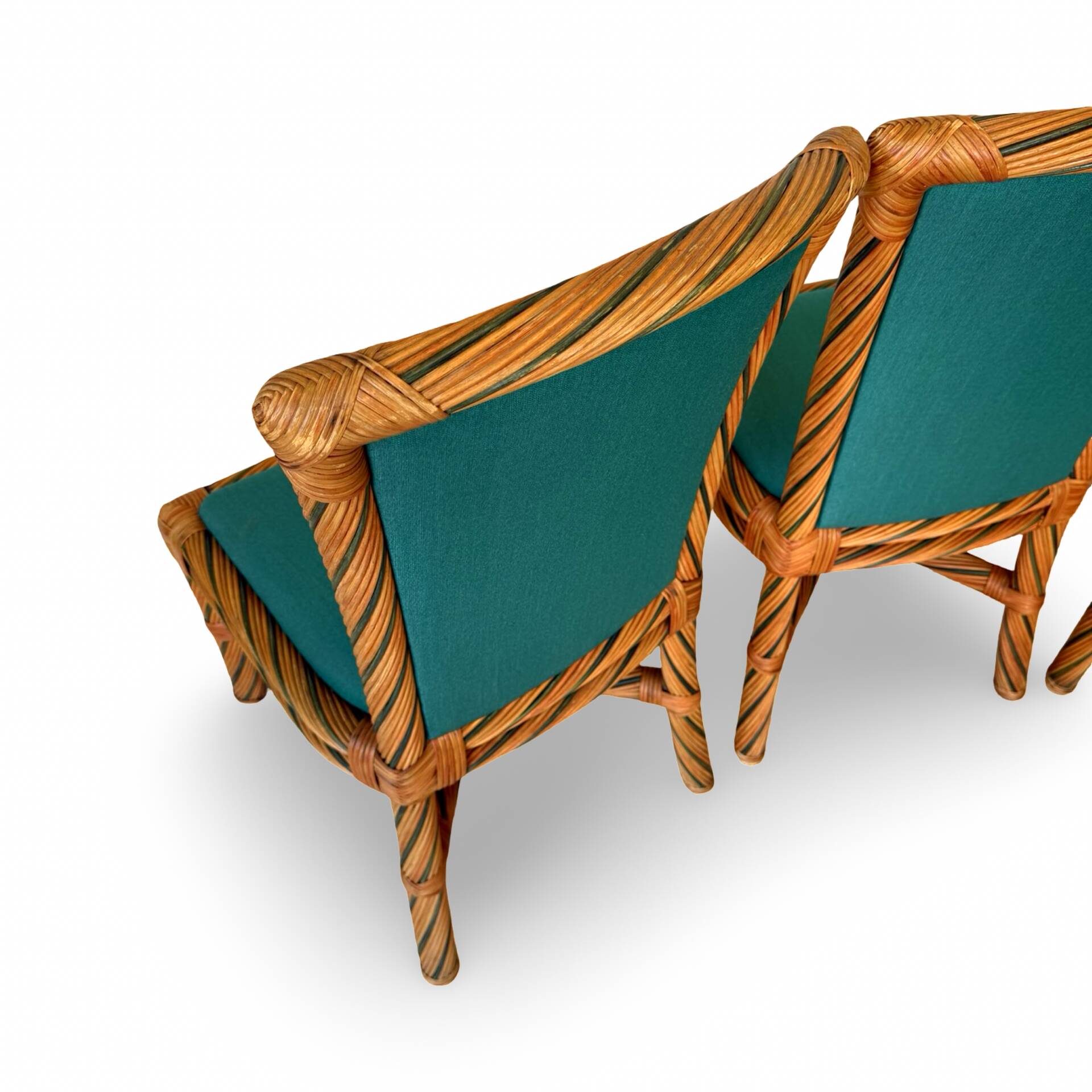 Set of six vintage bamboo and rattan dining chairs