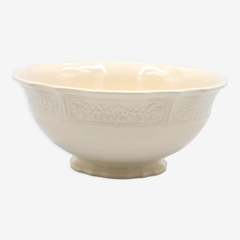 Salad bowl in off-white earthenware ivory Lunéville decoration in relief France