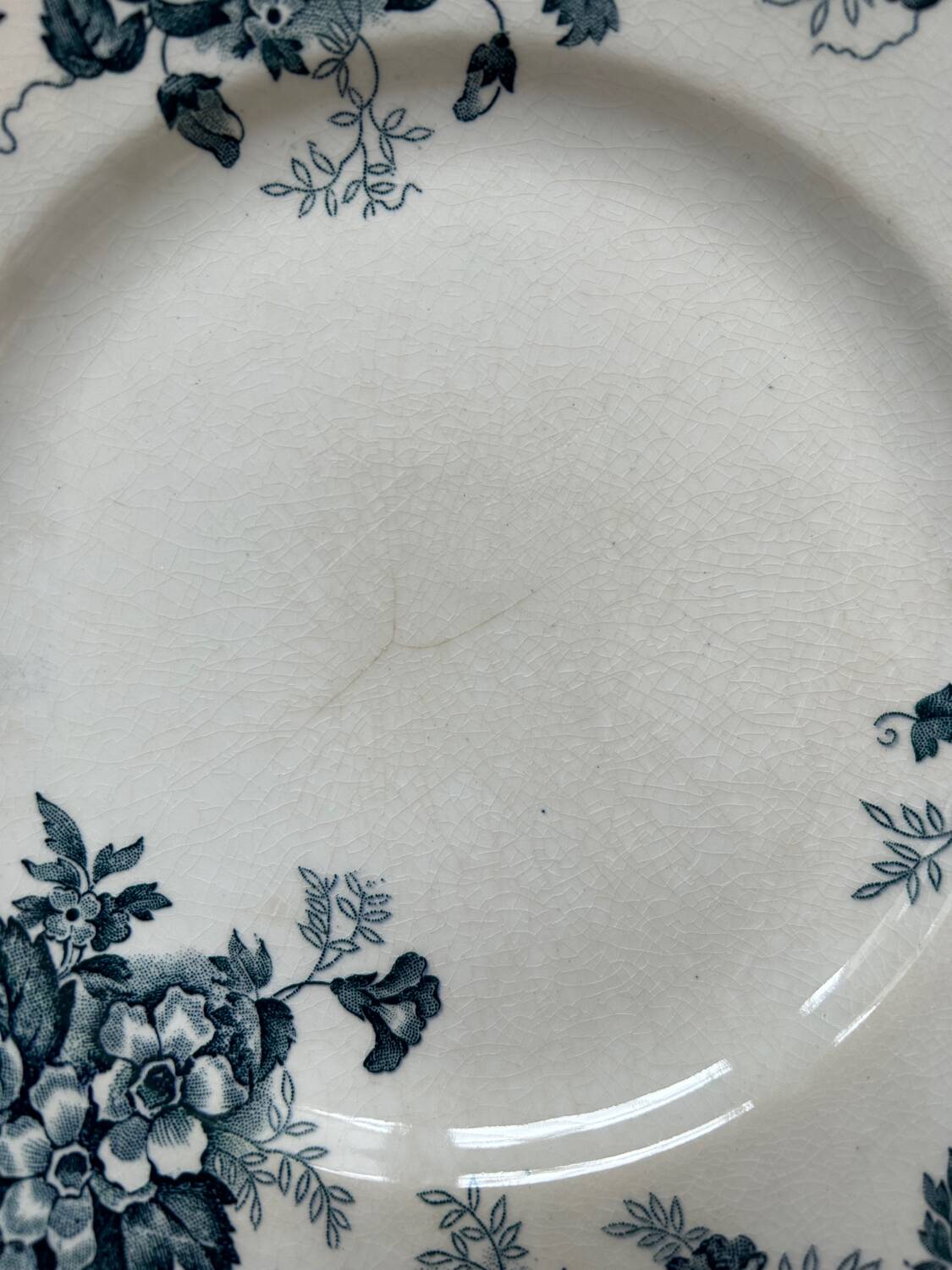 Set of 3 old flat plates Terre de Fer