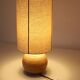 Recycled vintage lamp — honey ceramic base, natural linen shade