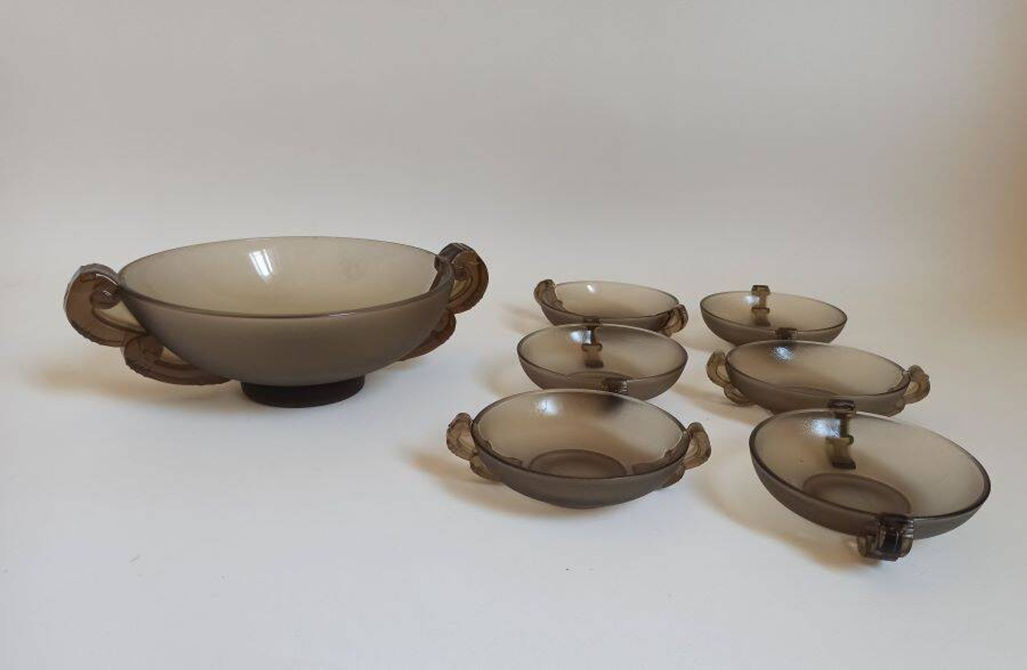 Dessert service dish + 6 cups 50s