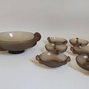 Dessert service dish + 6 cups 50s