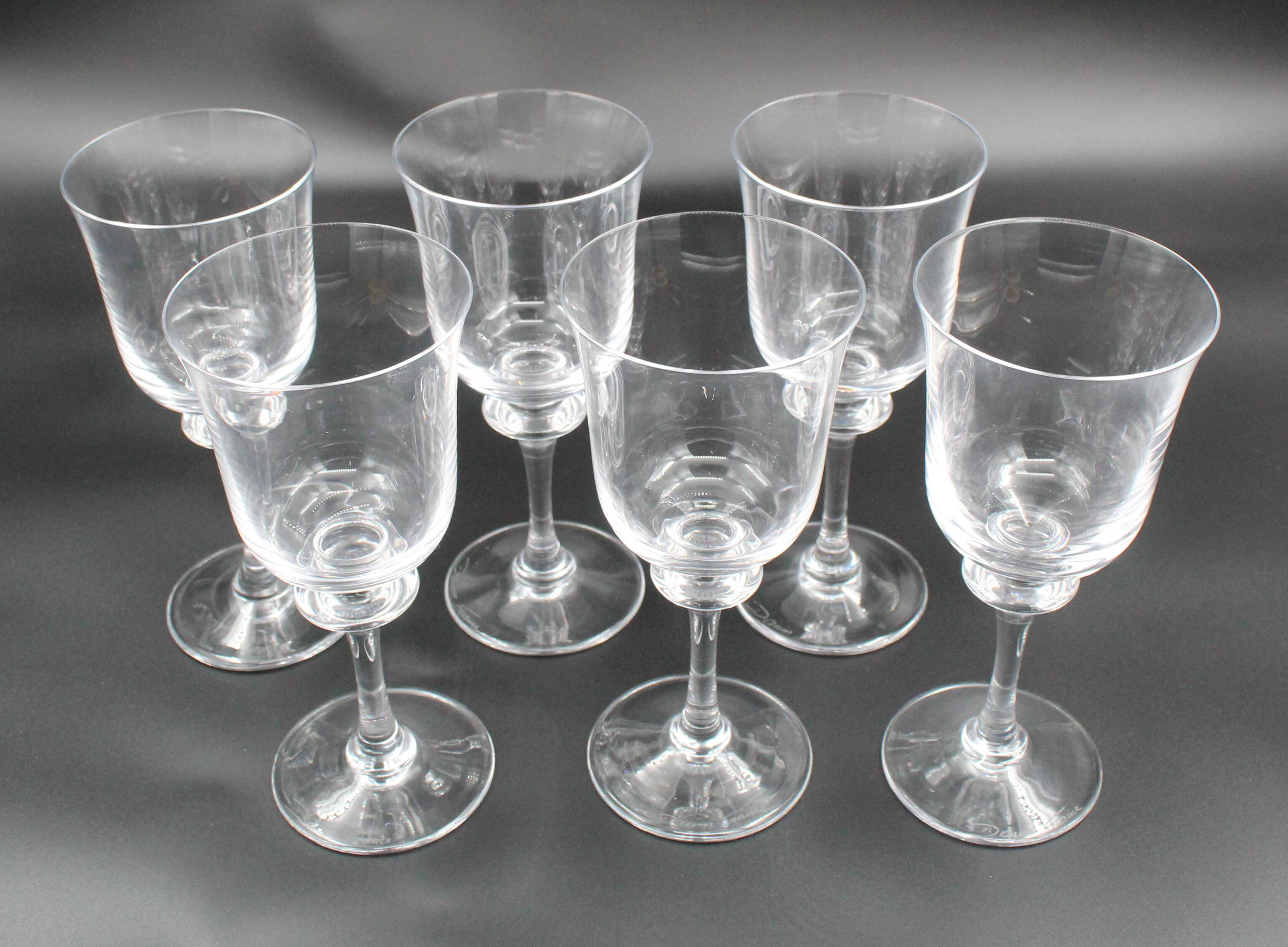 6 water glasses model Saumur crystal Daum France H = 18.5 cm