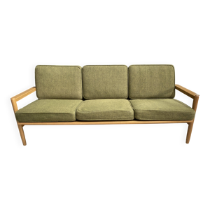 Canapé 3 places en tissu - bois