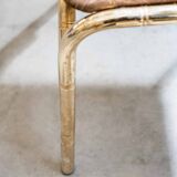 Table peinte en or et 4 chaises en tissu d'origine