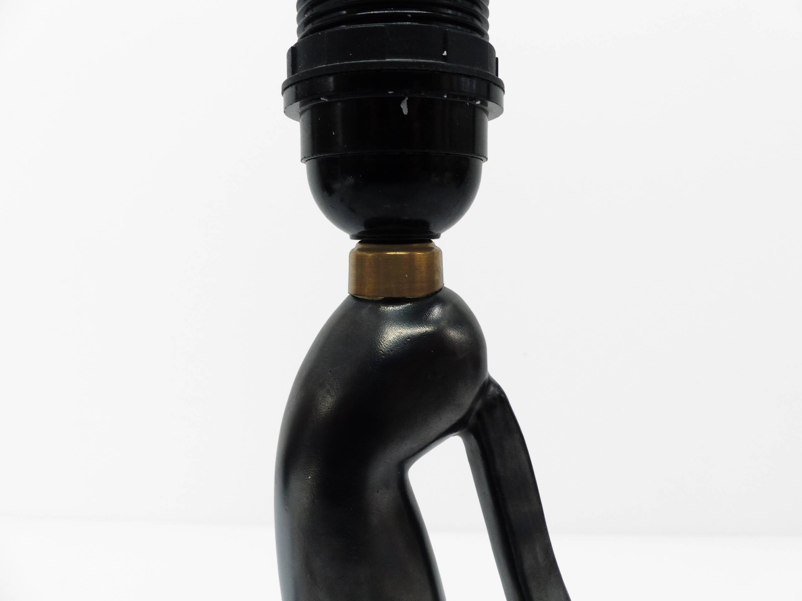 Anthropomorphic sculptural lamp base in black ceramic, Gil Agnoloni, I