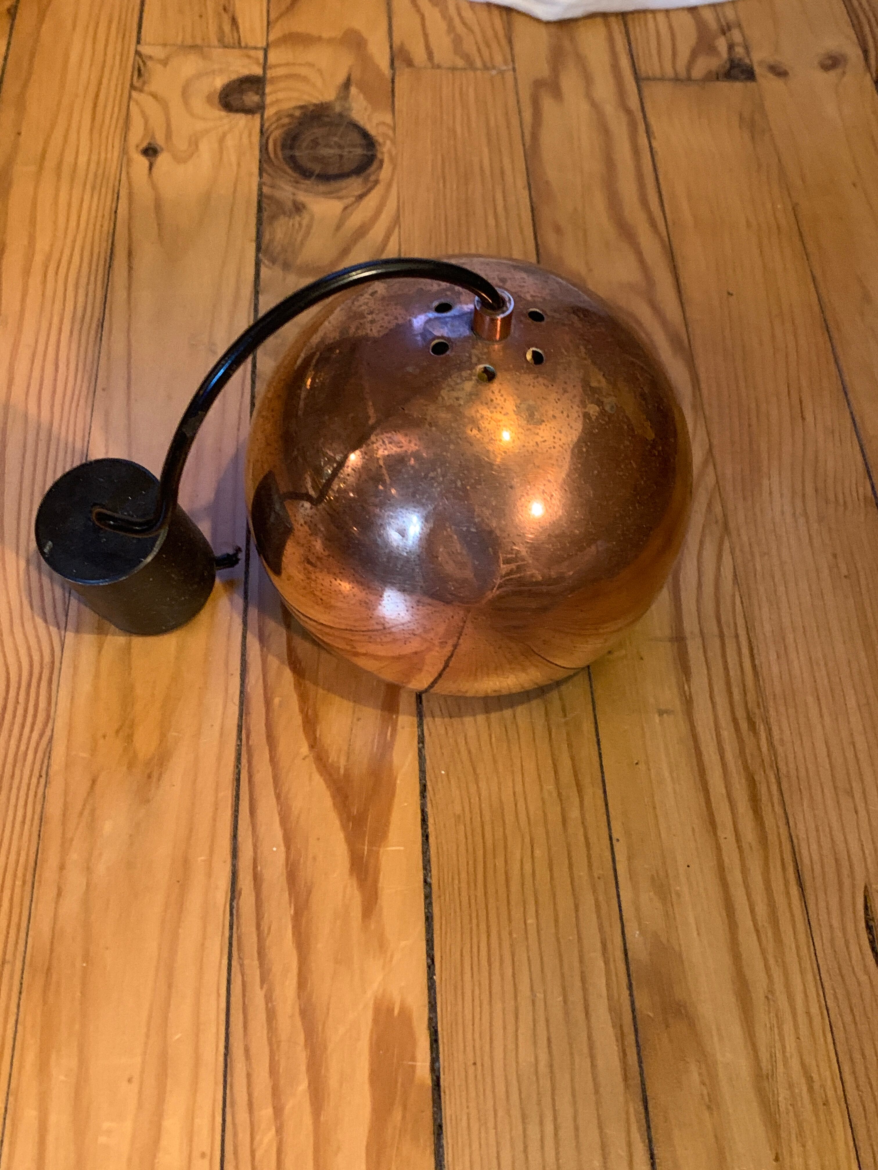 Copper-plated brass globe light fixture