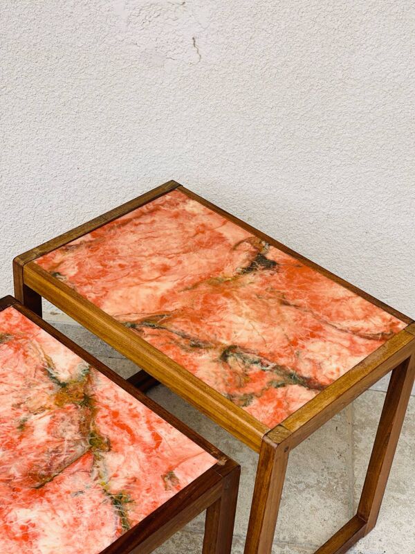 Table basse gigogne en marbre 1960