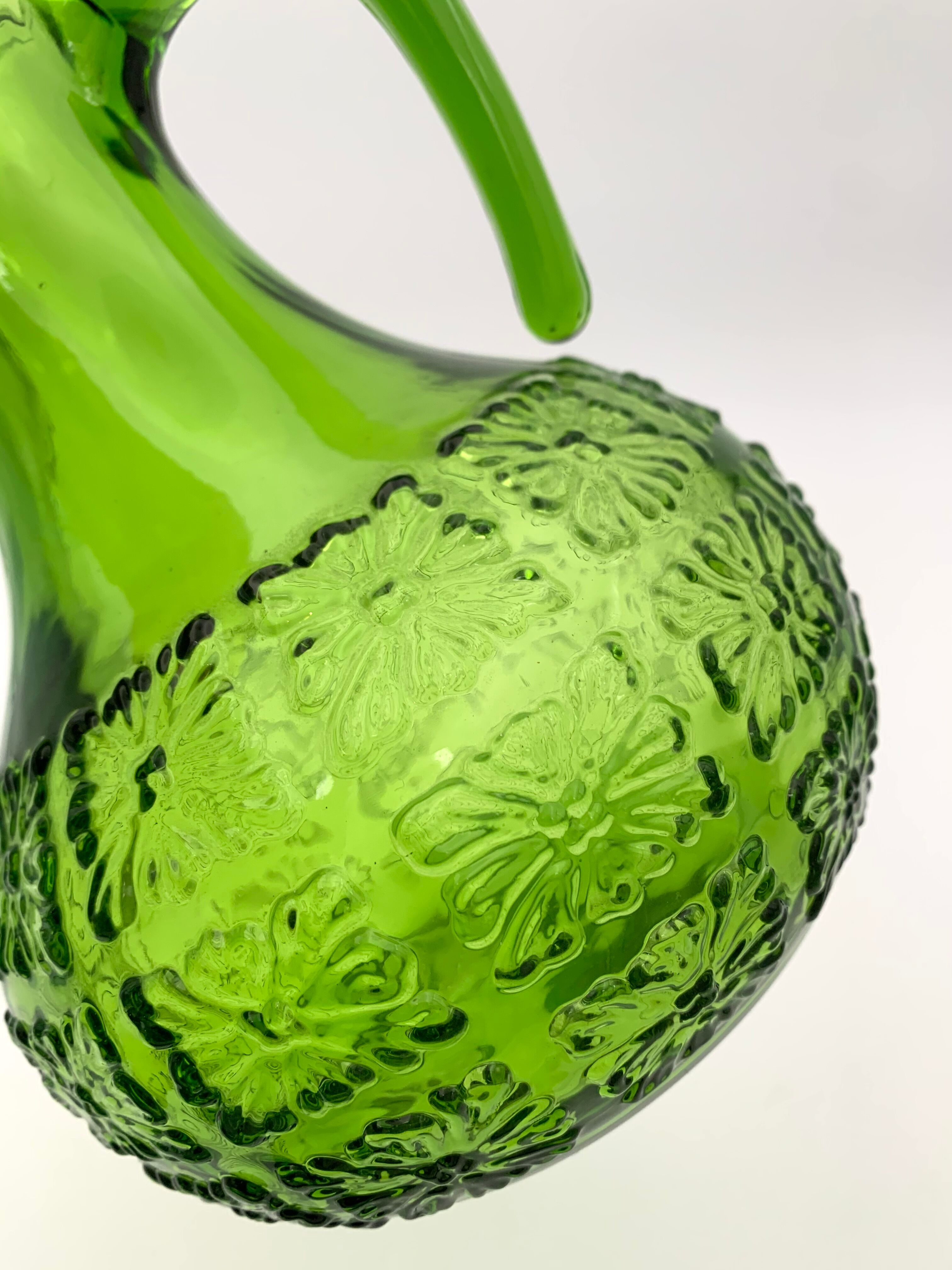 Vintage glass pitcher, chlorophyll green, Italy - 1960s-1970s.