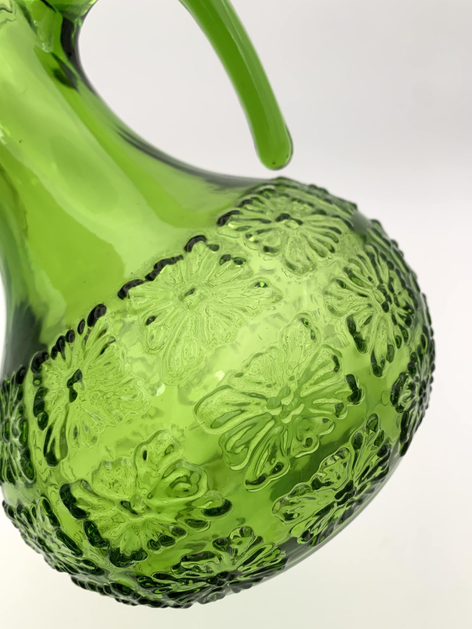 Vintage glass pitcher, chlorophyll green, Italy - 1960s-1970s.