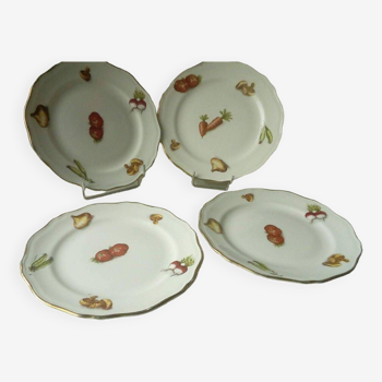 Earthenware dessert plates with 4 seasons vegetable decoration, l'amandinoise