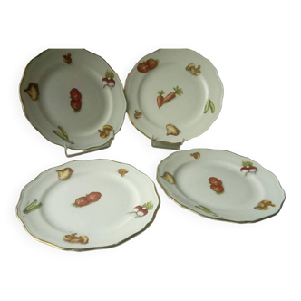 Earthenware dessert plates with 4 seasons vegetable decoration, l'amandinoise