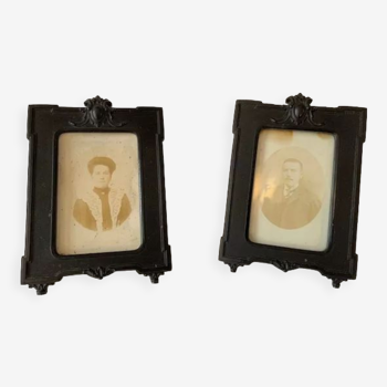 Old black photo frames Napoleon III, ebonite / XIXth, France