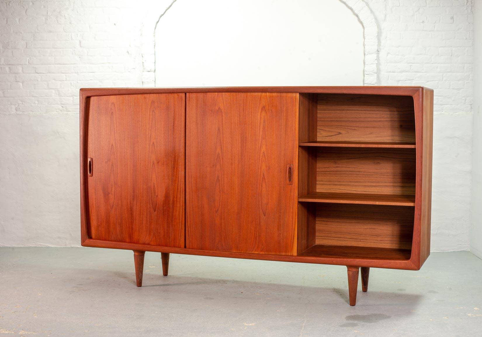 XL HP Hansen Scandinavian Design Teak Wooden Highboard Credenza Denmark 60s