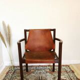 Vintage Leather Armchair: Janez Lajovic PRISANK Model, Mid-Century Modern