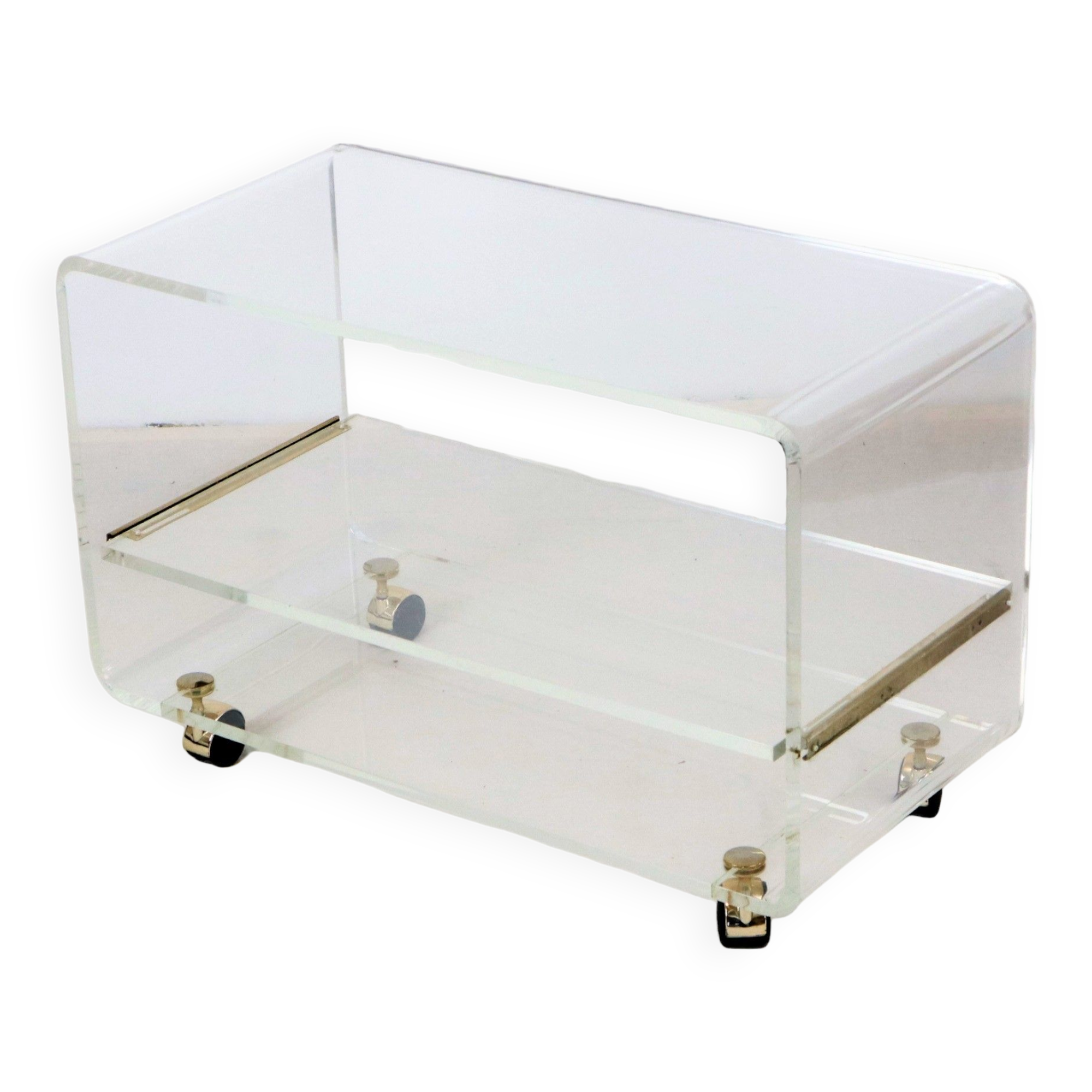Design TV furniture Coffee table Plexiglas Perspex David Lange Les Invisibles 1970