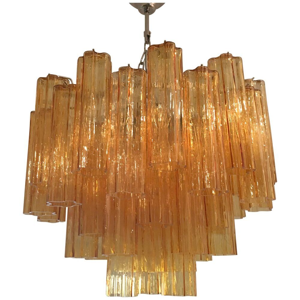 Amber “tronchi” murano glass chandelier d6