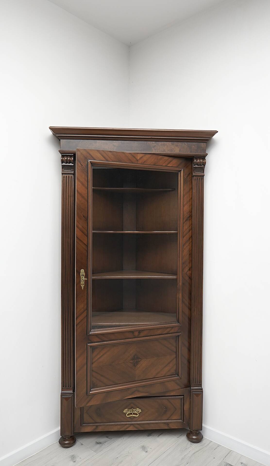 Antique French corner bookcase. After professional renovation.
