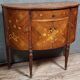 Venetian half-moon commode with Louis XVI style doors in marquetry.