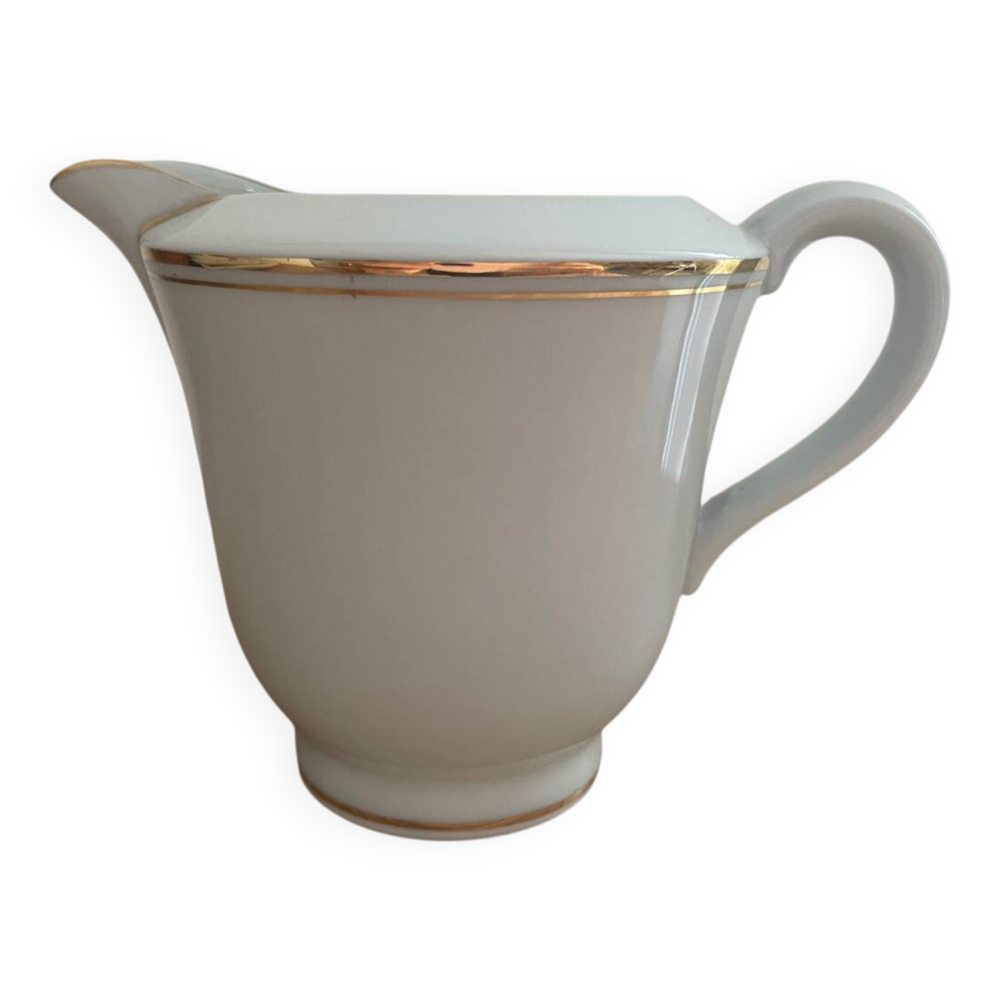 Crémier en porcelaine de Limoges – Filets dorés – Vintage