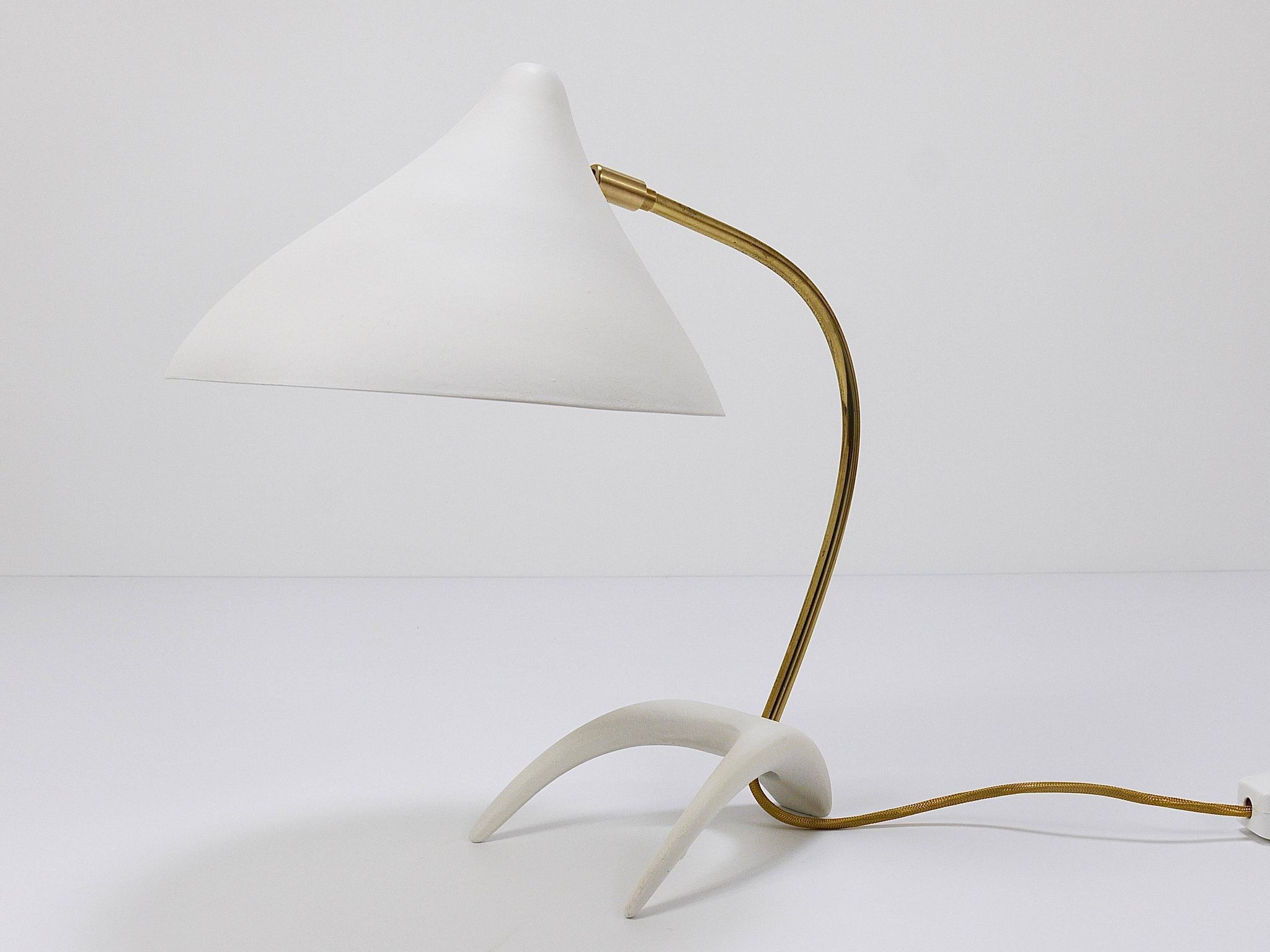 White brass desk or table lamp in the Louis Kalff style from the 1950s.