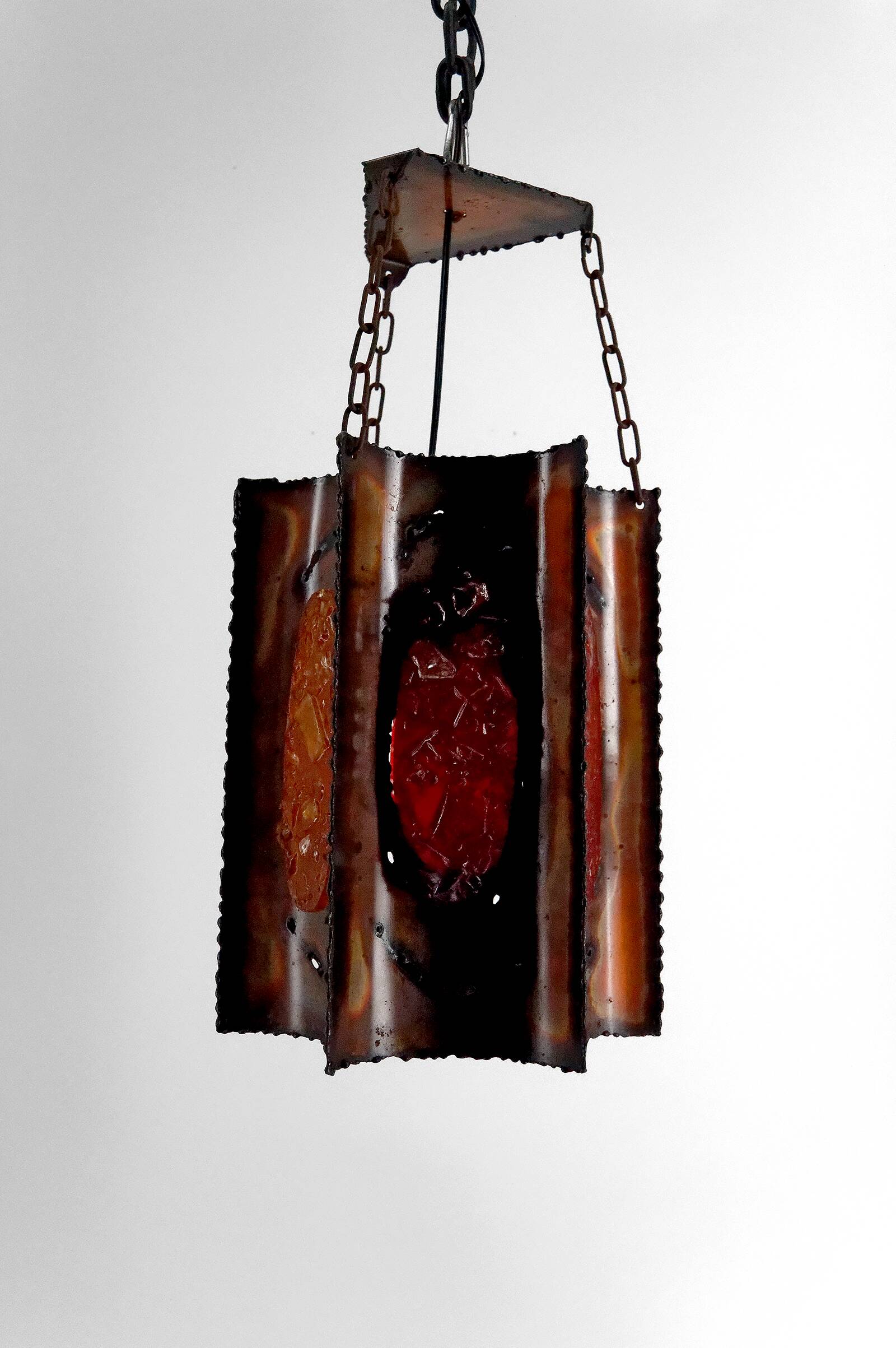 Suspension, Potiers d'Accolay, Patinated Copper and Fractal Resin, Circa 1970