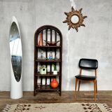 Vintage rattan bookcase shelf