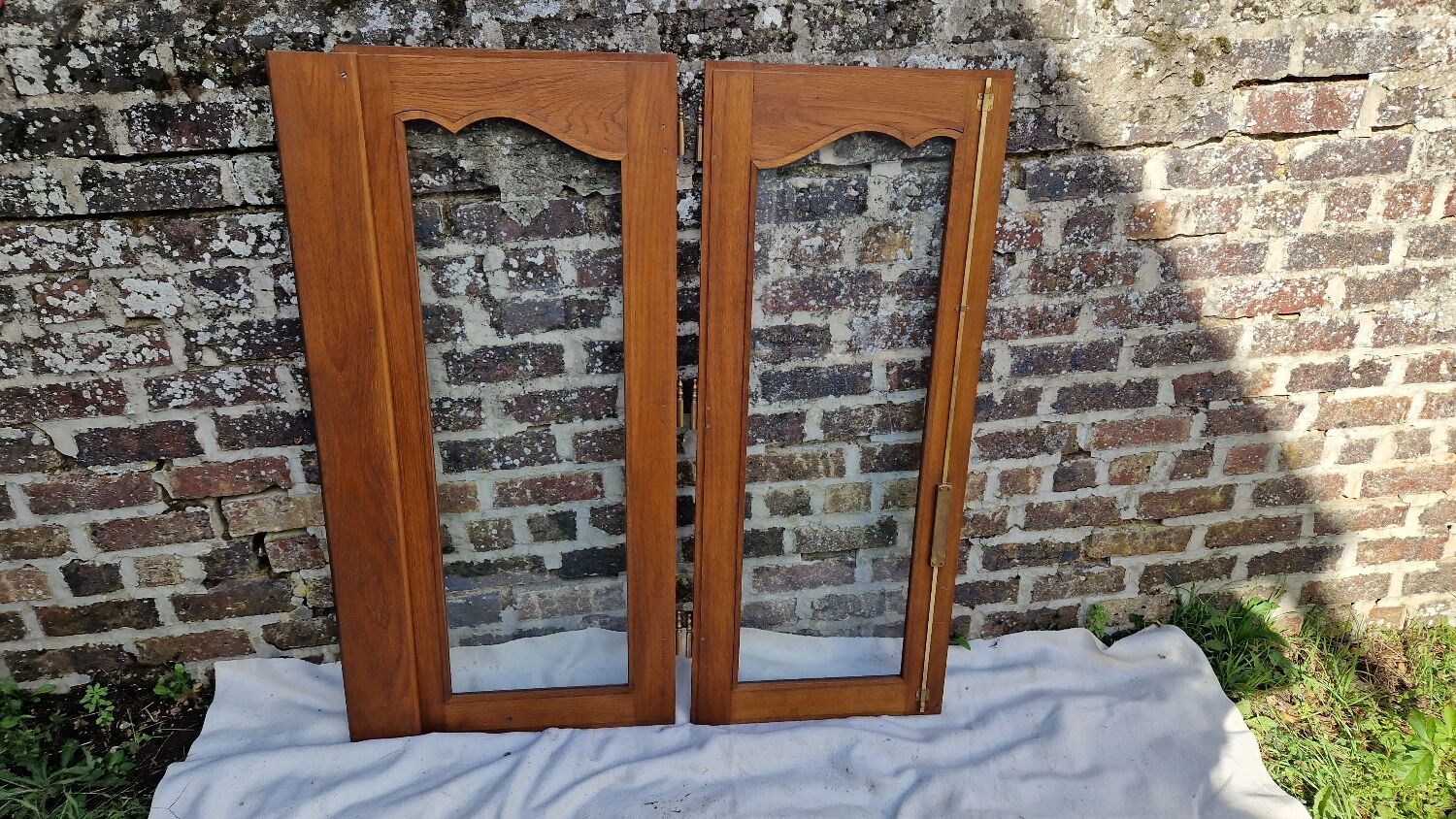 Pair of oak glazed doors