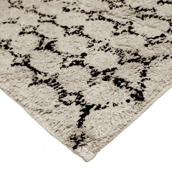 Carpet berbere ecru tribal pattern black 120x170 cm