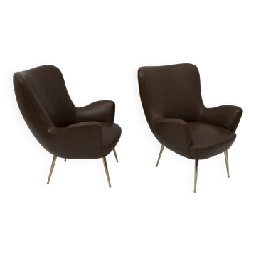 Paire de fauteuils de design italien moderne du milieu du siècle, années 1950