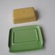 Small vintage ceramic butter dish - green and yellow
