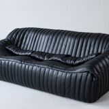 Canapé Sandra en Cuir Noir par Annie Hieronimus pour Ligne Roset, 1973, Set de 6