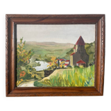 Oil painting landscape wooden frame