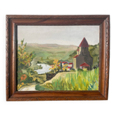 Oil painting landscape wooden frame