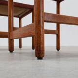 Pair of wood and leather Spanish chairs by Jordi Vilanova, ca. 1960