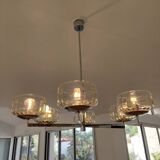6-light chandelier by Sciolari - Chrome and amber/smoked