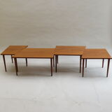 Scandinavian long teak coffee table set of 4 nest of tables 1960s