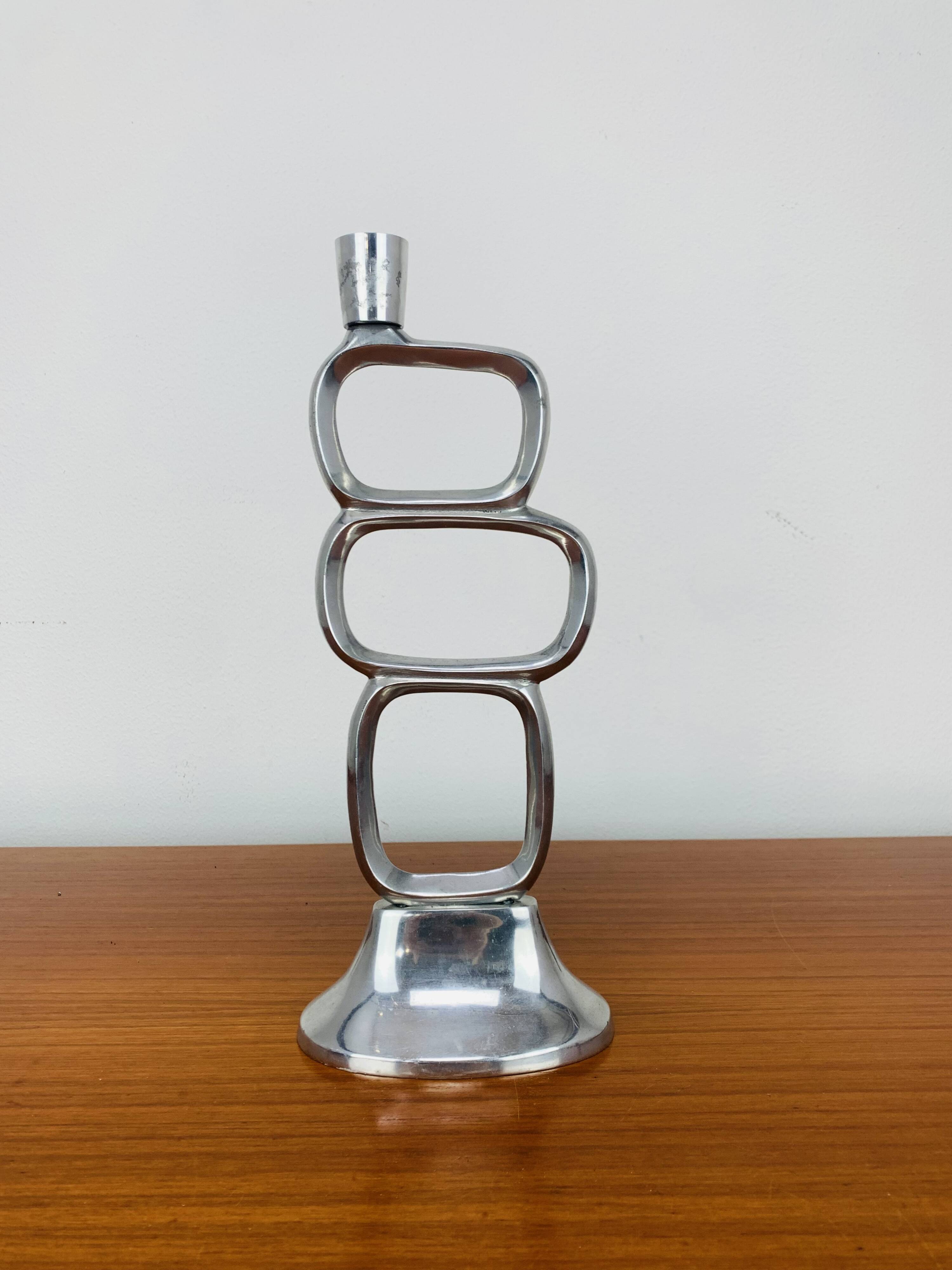 Matthew Hilton style aluminum circle candle holder, vintage design
