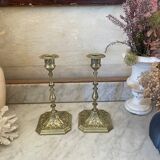 Paire de bougeoirs en laiton XIXème