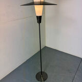 Mid Century France Modernist steel, brass and glass floor lamp, 1950s