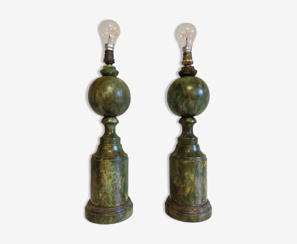 Pieds de lampes en bois tourné