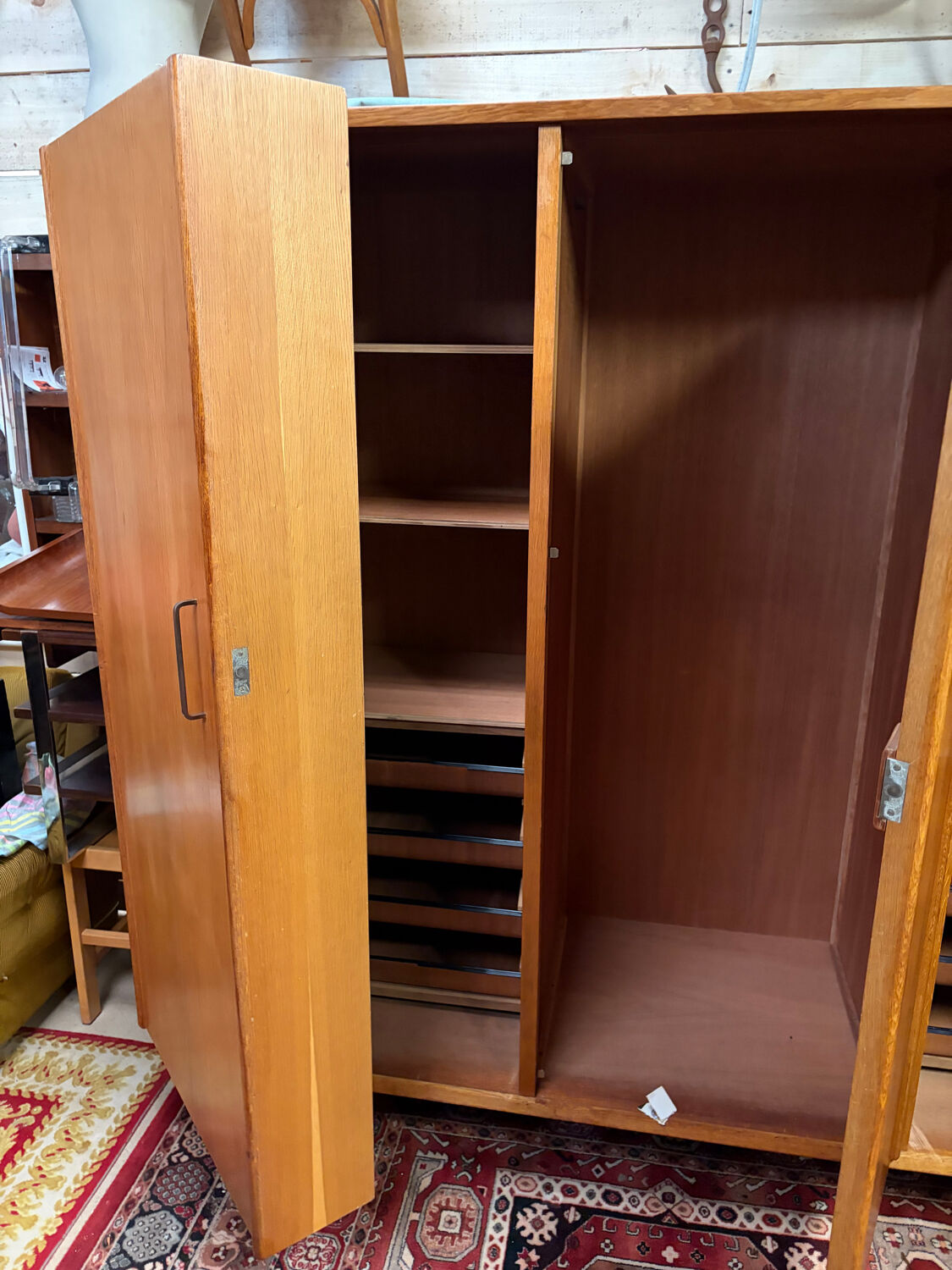 Armoire penderie dressing pied compas vintage design 60/70