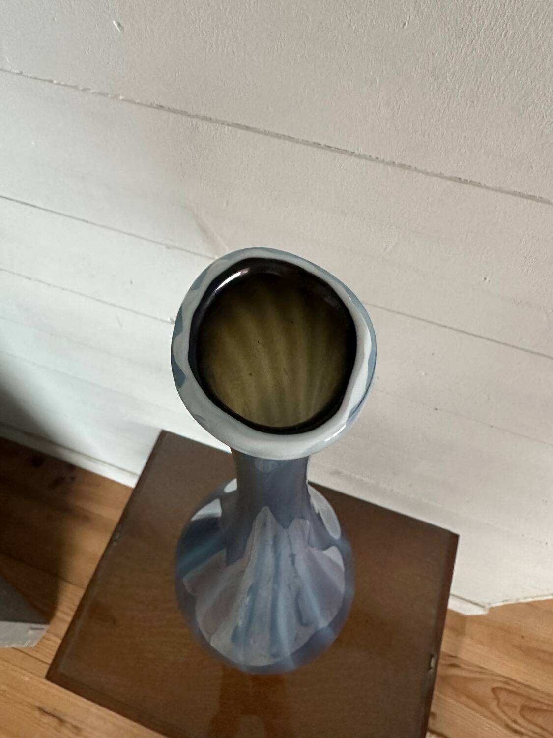 Large blue glass vase