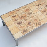 Rectangular metal and cermal herbarium coffee table by Roger Capron, 1960s