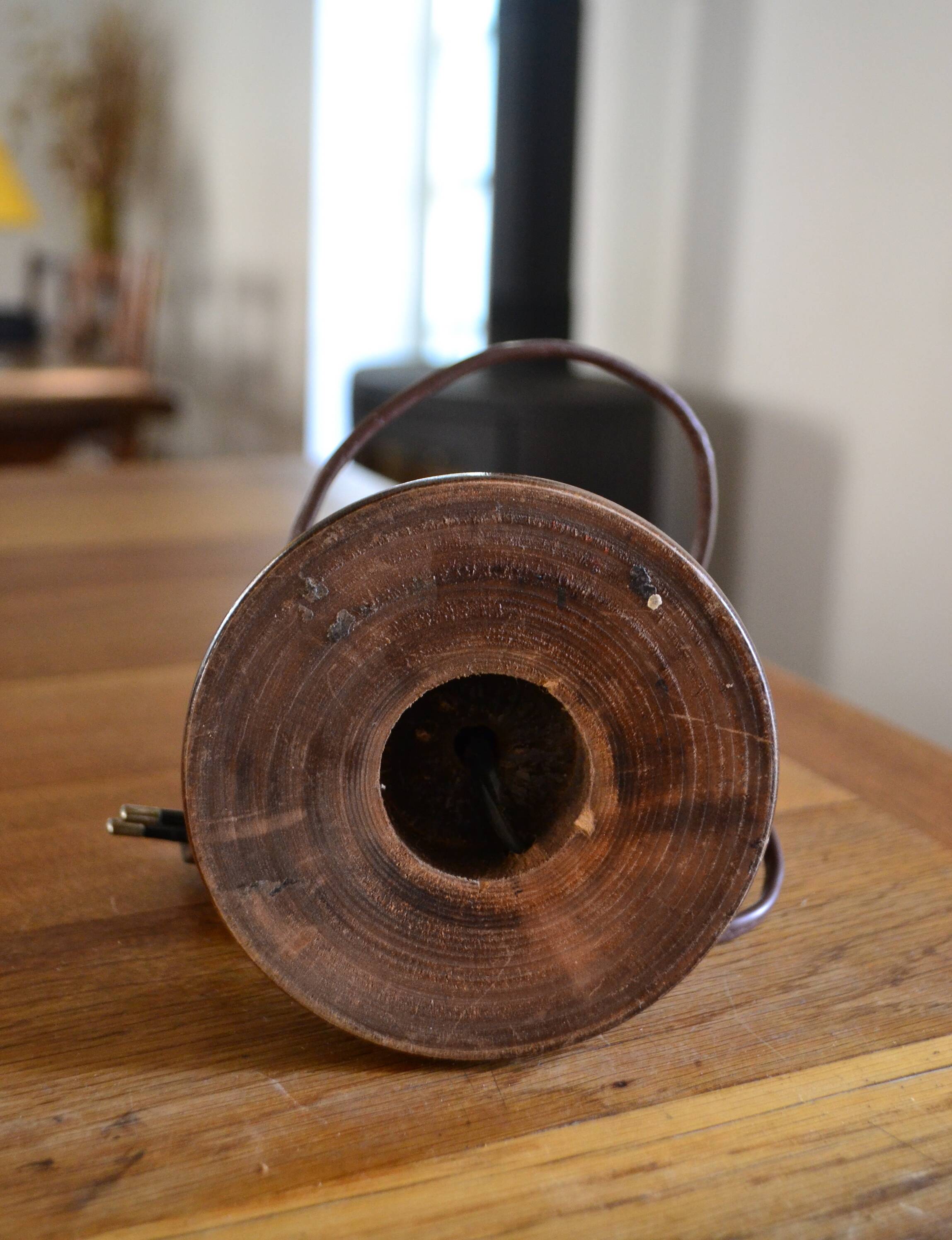 Vintage turned wooden lamp