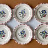 6 assiettes plates anciennes en faïence de gien