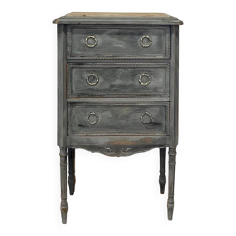 Louis XVI style bedside table with patina and marble