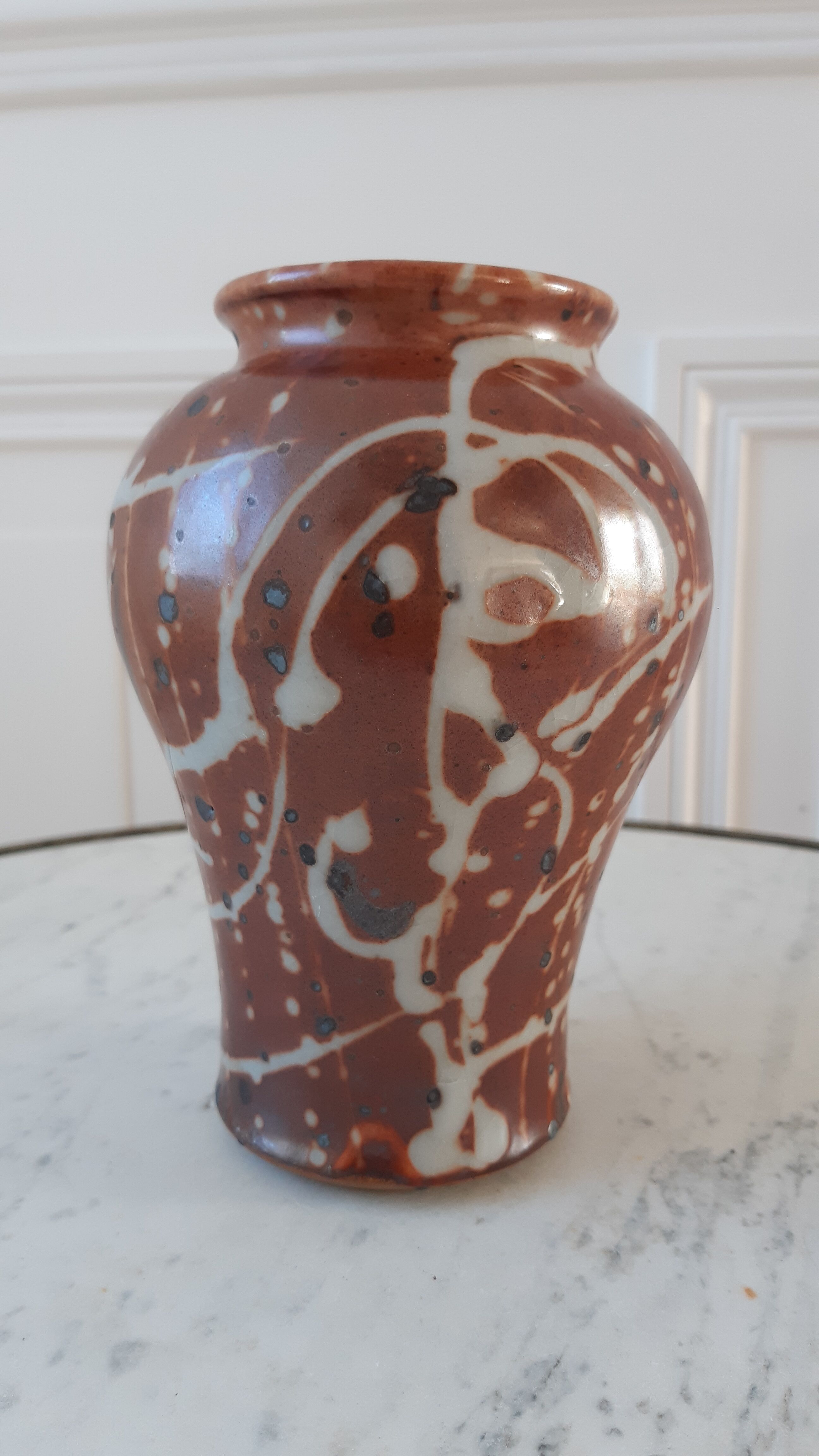 Ceramic vase handmade stoneware 60-70s signed