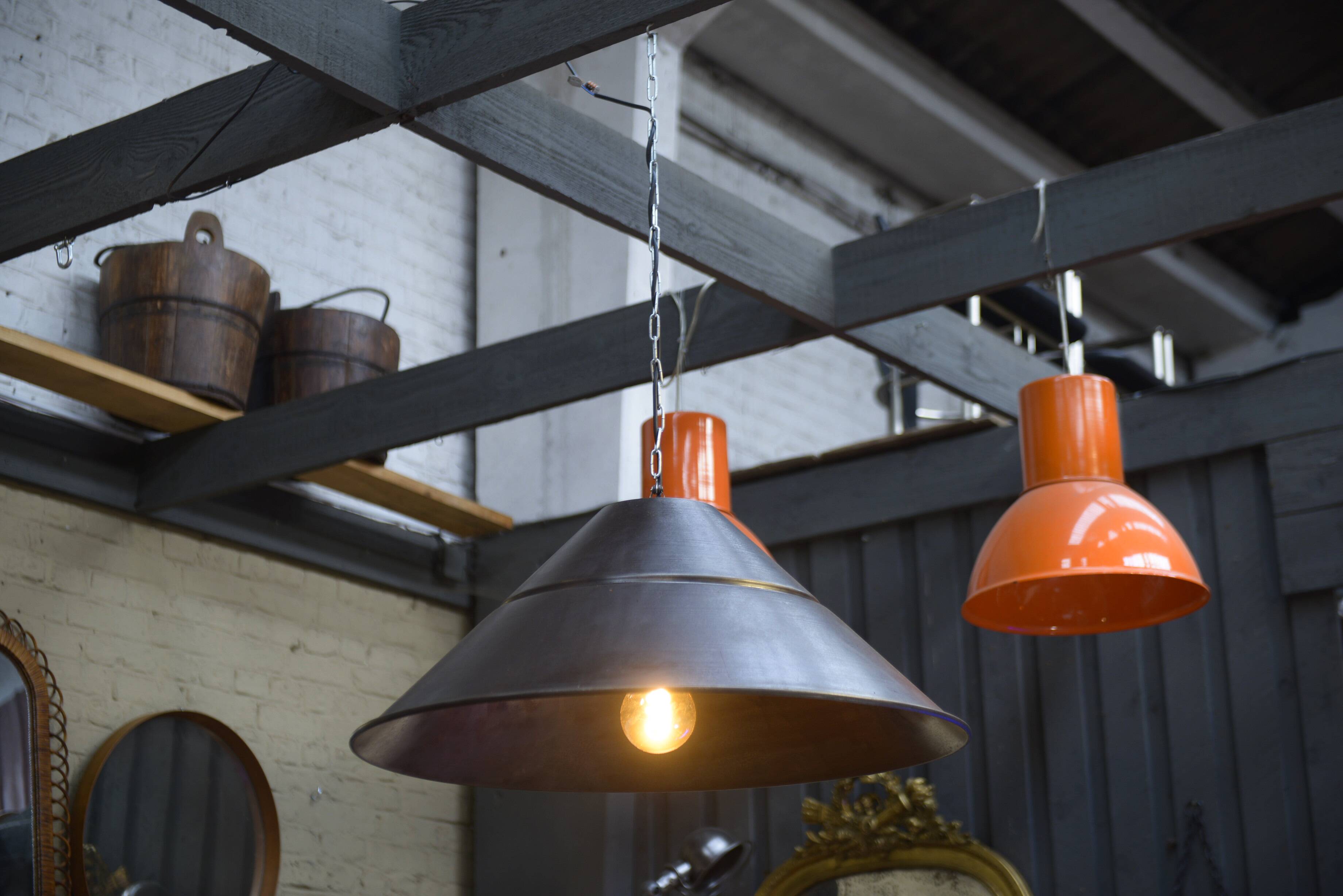 Bekaert large metal saucer pendant lamps
