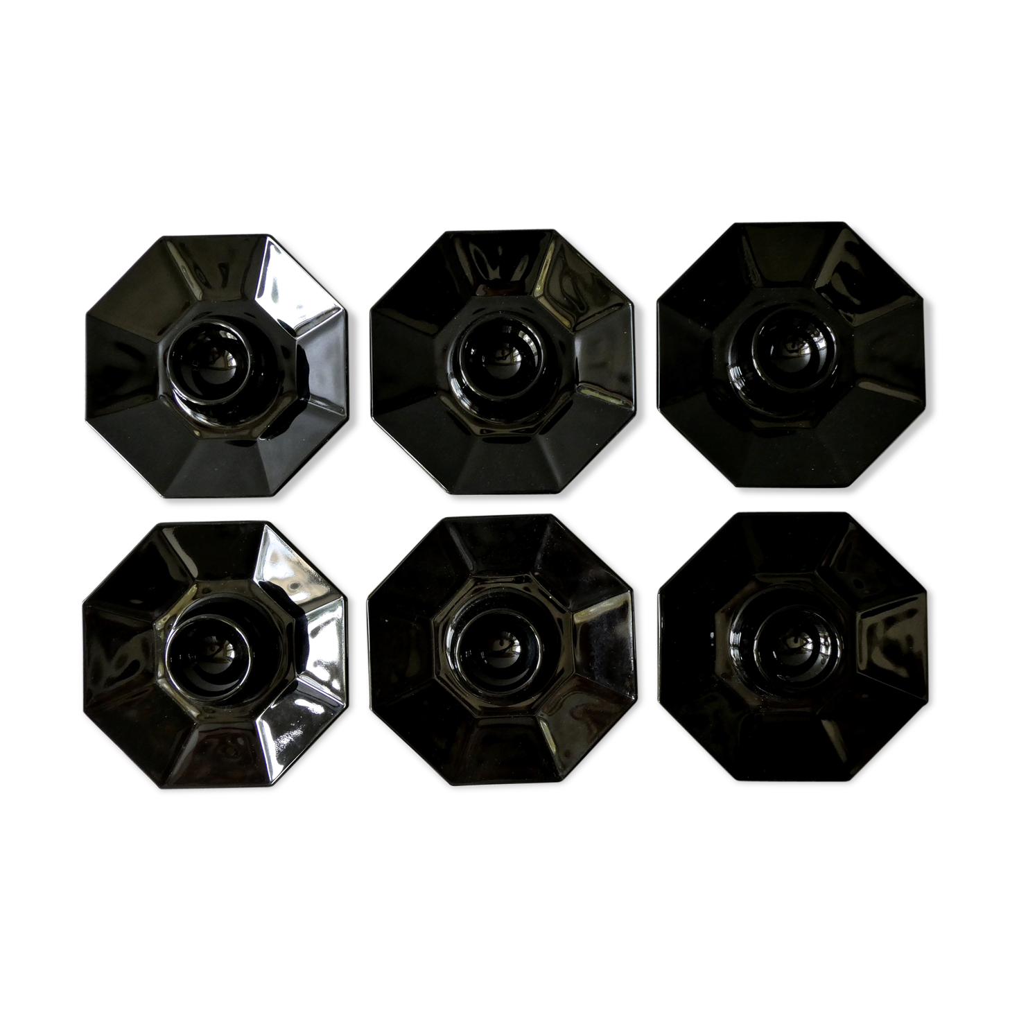 Set of 6 black egg cups